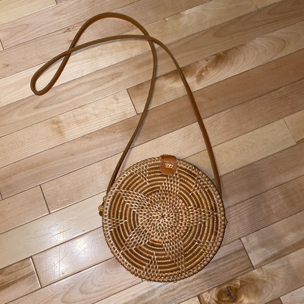 Handwoven Round Rattan Shoulder Bag